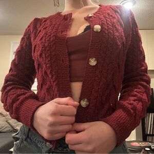 Ruby Moon Burgundy Cardigan